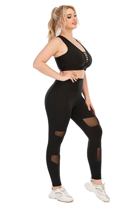 Plus Sheer Two-Piece Leggings Set