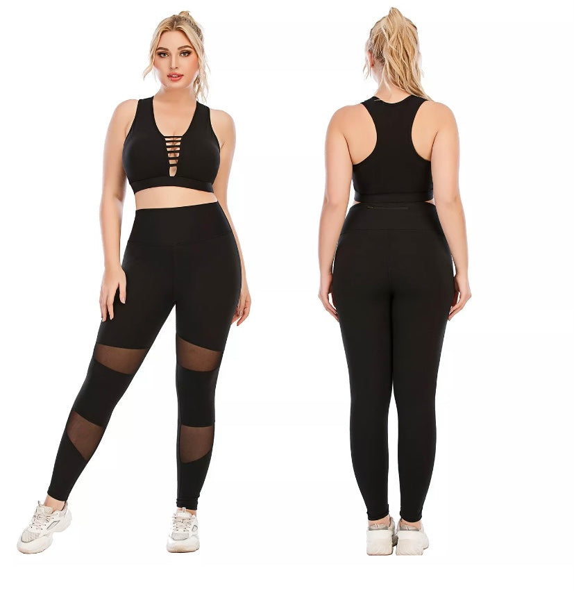 Plus Sheer Two-Piece Leggings Set