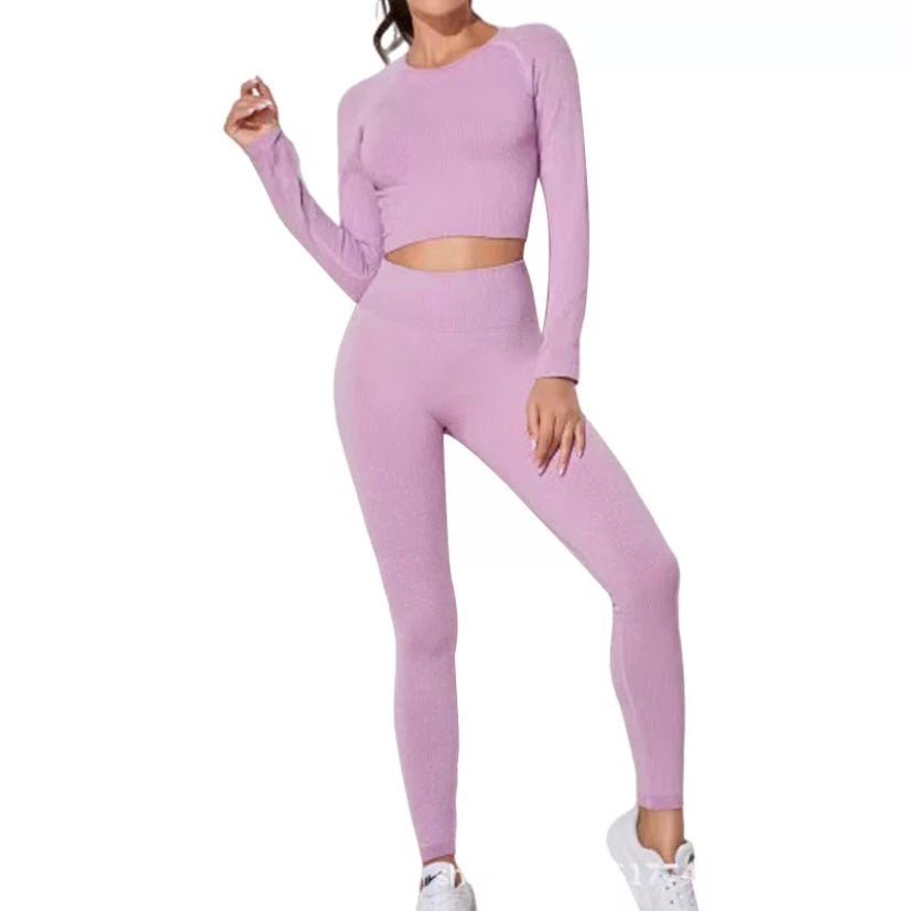 Seamless Three-Piece High Waist Yoga Set